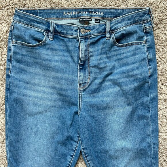 EUC American Eagle Super High Rise Jegging I Size 14 Short I Blue Stretch Denim - Picture 3 of 9